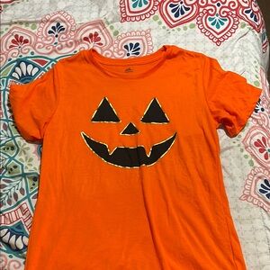 Orange Halloween Pumpkin Face T-Shirt